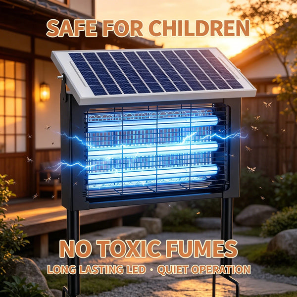 Solar Powered Insect Trap Light, Heavy Duty Mosquito Killer with Large Coverage for Garden, Backyard and Agricultural Areas