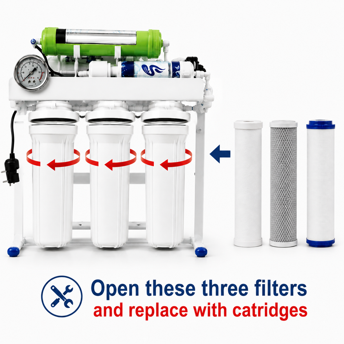 Water Filter Cartridge Filter Replacement Set Under Sink Reverse Osmosis RO Water Filter Replacement Cartridges PP Sediment Filter, GAC -Granular Carbon & CTO Carbon Block Filter Cartridges, 10" each