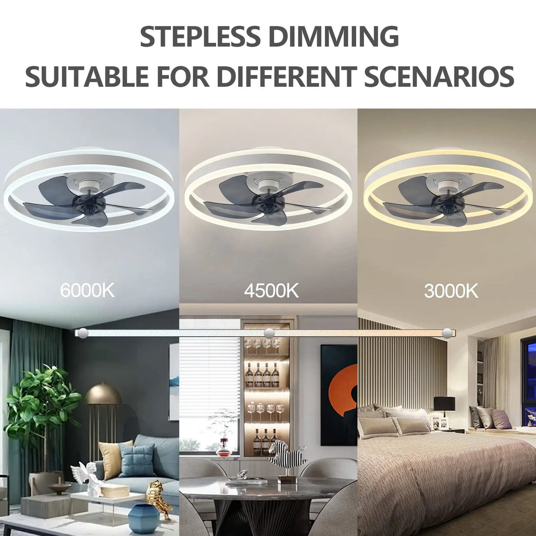 Modern Ceiling Fan (With Lighting) Silent LED Dimmable Ceiling Fan (With Remote Control) for Bedroom Study Dining Room,