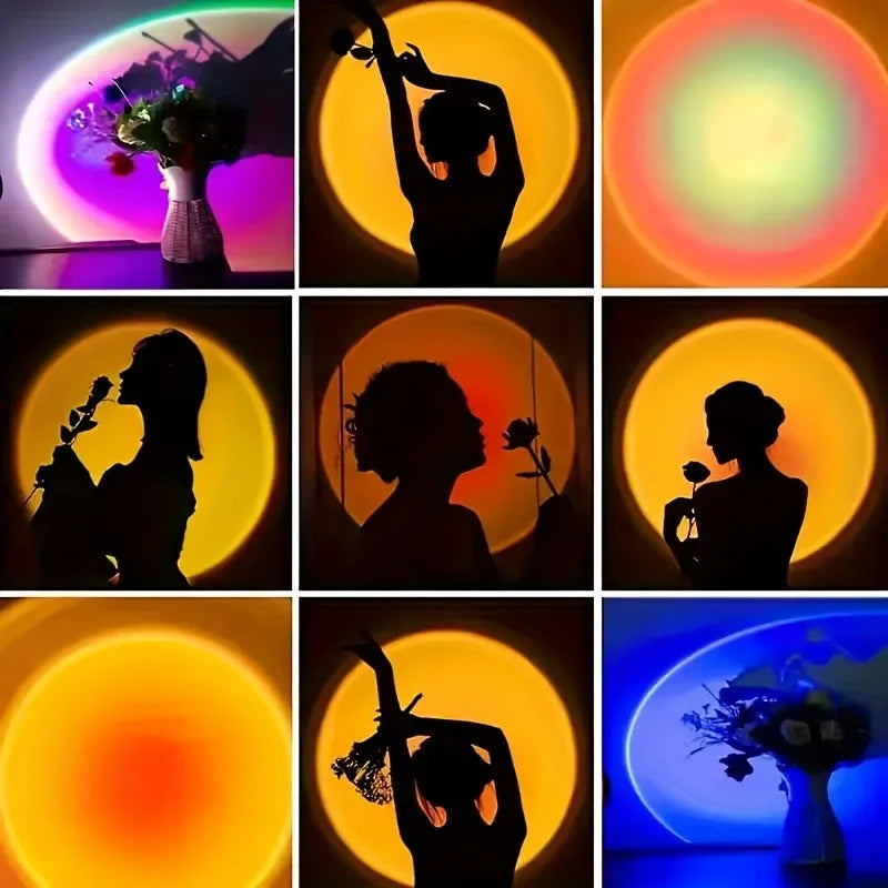 Sunset Light Projection LED Light with Remote Control, 16 Colors Night Light, RGB Lighted Sunrise Lights Room Decoration Photogr